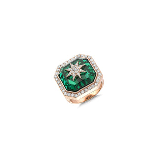 VENUS STAR GREEN QUARTZ DIAMOND RING