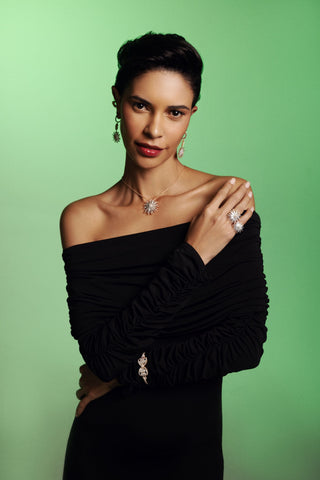 JARDIN STAR 18K GOLD BAGUETTE DIAMOND NECKLACE