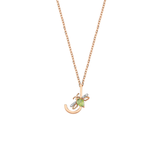 LETTERS J GOLD DIAMOND PERIDOT NECKLACE