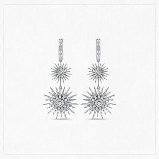 JARDIN STAR 18K GOLD BAGUETTE DIAMOND EARRINGS