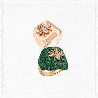 QUEEN BEE HANIA 18K GOLD DIAMOND EMERALD RING