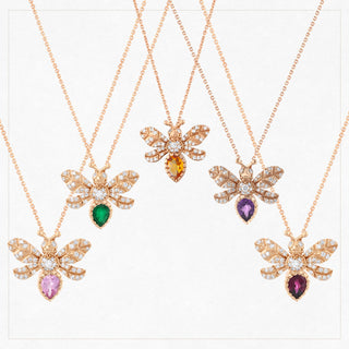 QUEEN BEE EVA GOLD DIAMOND CITRINE NECKLACE