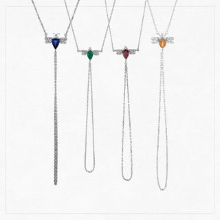QUEEN BEE BELLA GOLD DIAMOND BLUE TOPAZ HAND CHAIN