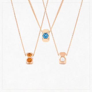 HONEYCOMB HALO GOLD DIAMOND MINI NECKLACE