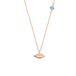 EYE LIGHT GOLD BLUE TOPAZ NECKLACE