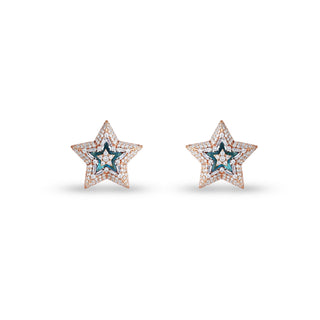 SIRIUS STAR GOLD DIAMOND BLUE TOPAZ EARRINGS
