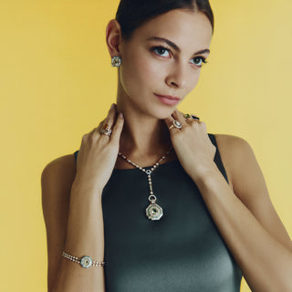 HONEYCOMB GOLD BAGUETTE DIAMOND EMERALD EARRINGS