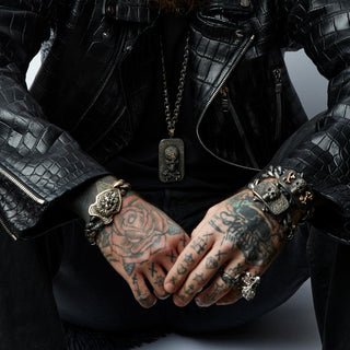 LION GOLD & SILVER COGNAC DIAMOND RUBY CHAIN BRACELET