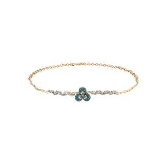 CINTEMANI 3 LEAF BLUE & DIAMOND NECKLACE