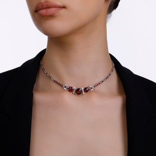 QUEEN BEE ARINNA 18K GOLD GARNET DIAMOND CHOKER