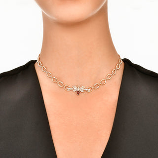 QUEEN BEE GOLD GARNET DIAMOND CHOKER