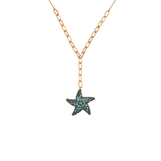 STARFISH GOLD DIAMOND BLUE TOPAZ NECKLACE