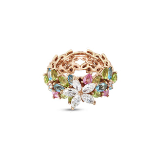 APPLE SEED 18K GOLD DIAMOND PERIDOT RING