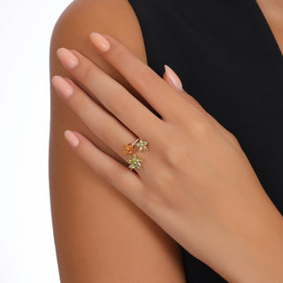 APPLE SEED GOLD DIAMOND PERIDOT RING