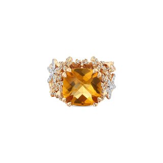 APPLE SEED GOLD DIAMOND CITRINE RING