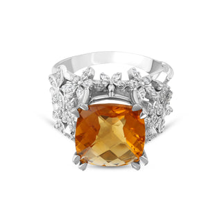 APPLE SEED GOLD DIAMOND CITRINE RING