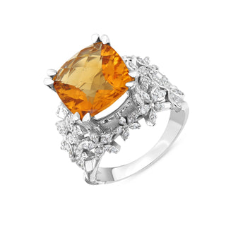 APPLE SEED GOLD DIAMOND CITRINE RING