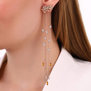 WHEAT GOLD DIAMOND CITRINE CHAIN EARRING