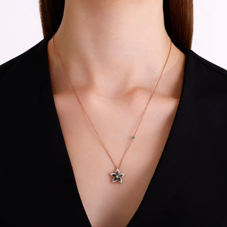 APPLE SEED POMANO GOLD DIAMOND EMERALD NECKLACE