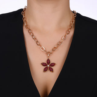 APPLE SEED TARA GOLD SOLITARE DIAMOND RUBY STATEMENT PENDANT