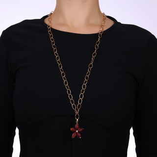 APPLE SEED TARA GOLD SOLITARE DIAMOND RUBY STATEMENT PENDANT