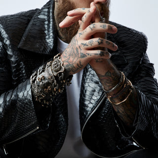 VENUS STAR GOLD & SILVER BLACK DIAMOND GARNET BRACELET