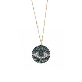 EYE LIGHT BLUE DIAMOND NECKLACE Bee Goddess