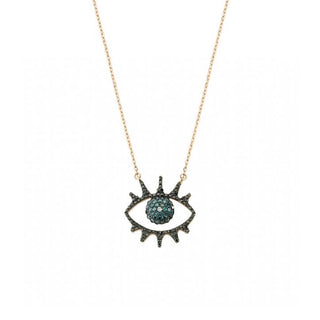 EYE LIGHT GOLD BLACK DIAMOND NECKLACE Bee Goddess