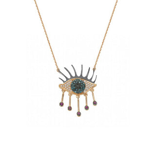 EYE LIGHT GOLD DIAMOND NECKLACE Bee Goddess