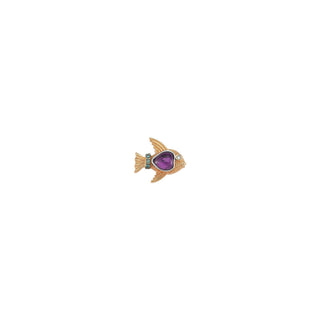 FISH GOLD AMETHYST SINGLE EARRING Bee Goddess