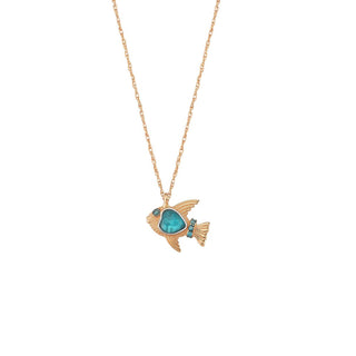 FISH GOLD BLUE DIAMOND NECKLACE Bee Goddess