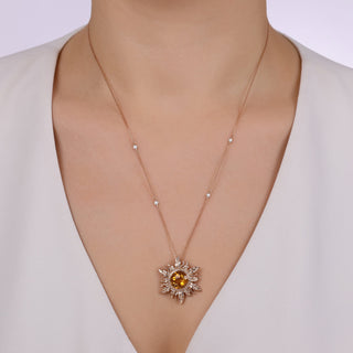THE SUN GOLD DIAMOND CITRINE LARGE NECKLACE