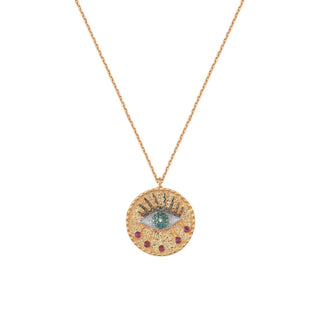 EYE LIGHT GOLD BLUE DIAMOND NECKLACE