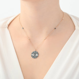 EYE LIGHT GOLD BLUE DIAMOND NECKLACE