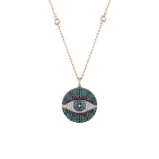 EYE LIGHT GOLD BLUE DIAMOND NECKLACE