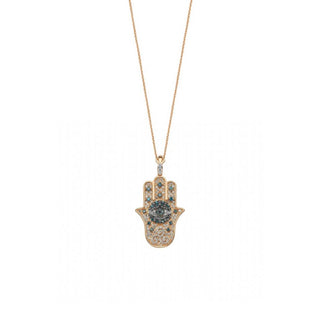 HAMSA BLUE DIAMOND NECKLACE Bee Goddess