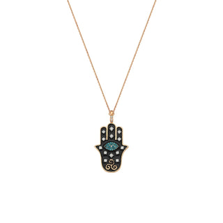 HAMSA GOLD DIAMOND NECKLACE Bee Goddess