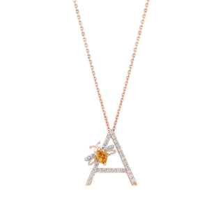 LETTER A GOLD DIAMOND NECKLACE