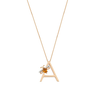 LETTER A GOLD CITRINE NECKLACE