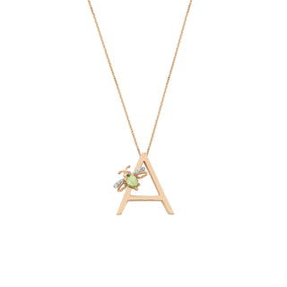 LETTER A GOLD PERIDOT NECKLACE