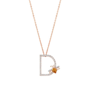 LETTER D GOLD DIAMOND NECKLACE