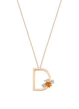 LETTER D GOLD CITIRNE DIAMOND NECKLACE