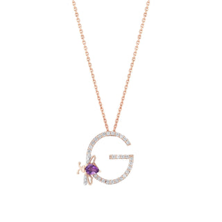 LETTER G GOLD DIAMOND NECKLACE