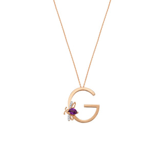 LETTER G GOLD AMETHYST NECKLACE