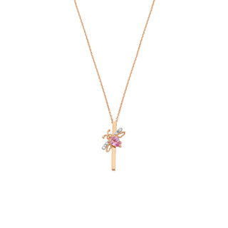 LETTER I GOLD PINK SAPPHIRE NECKLACE