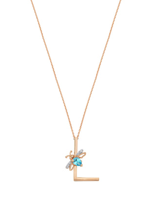 LETTER L GOLD BLUE TOPAZ NECKLACE