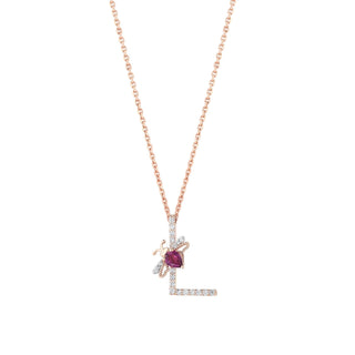 LETTER L GOLD DIAMOND NECKLACE