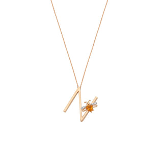 LETTER N GOLD CITRINE NECKLACE