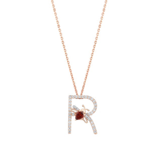 LETTER R GOLD DIAMOND NECKLACE