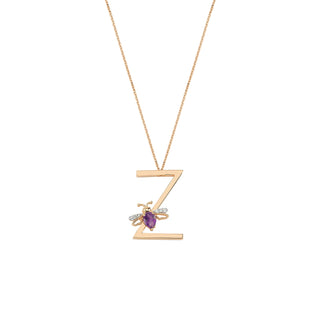 LETTER Z GOLD AMETHYST NECKLACE